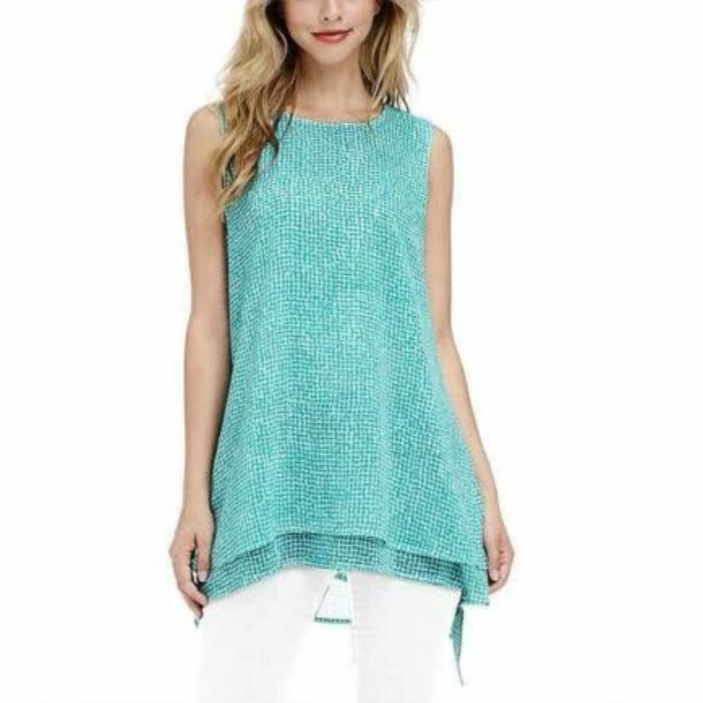 🌺NWT-Fever Overlay Sleeveless Teal Tunic Top